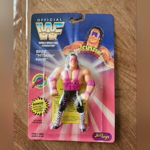 BRET HITMAN HART Bendable 5" Figure 1994 JusToys Bend-Ems WWF Series 1
